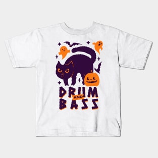 DRUM AND BASS  - Halloween Steez  (Purple/orange) Kids T-Shirt